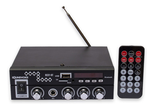 Amplificador Soundvoice Rc01 Bluetooth/usb/fm/sd 60w Cor Preto 110-240V