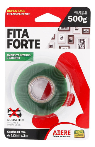 Fita Dupla Face Transparente 12mm Rolo 2m Adere Fixa Forte