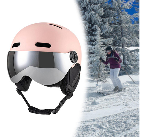 Tk Casco De Snowboard Con Visor Integrado, Protección Rosa S