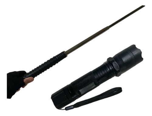 Defensa Personal Linterna Power + Baston Extensible 60cm