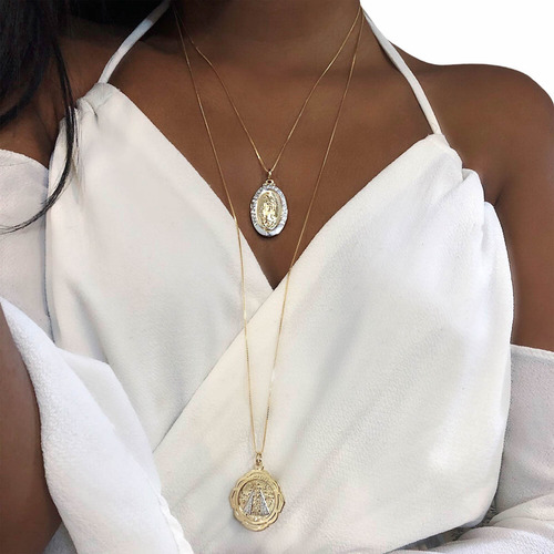 Colar Nossa Senhora De Guadalupe Folheado A Ouro C/