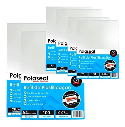 Kit 600un Polaseal (cpf - Rg - A4 - Oficio) 0,07 175mic