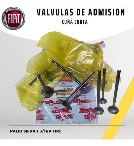 Válvulas De Admisión Fiat Fire 1.3/16v Cuña Corta