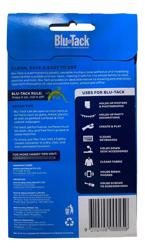 Adhesivos Reutilizables Blu-tack Color Azul Claro