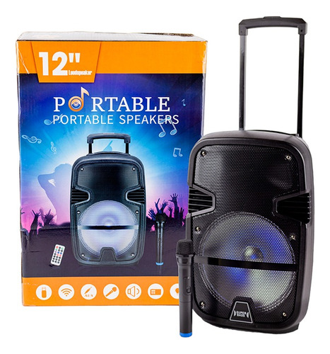 Bafle Portátil Alta Potencia 12  Bluetooth Usb Fm Con Mic