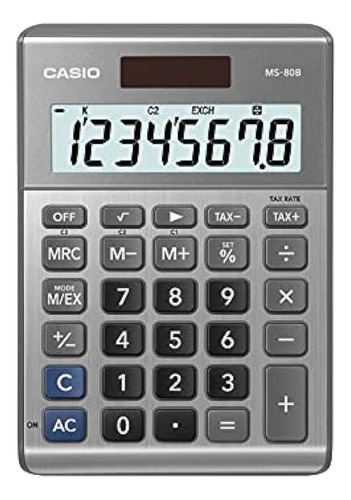 Casio Ms-80b Calculadora De Escritorio De 8 Dígitos, Platead