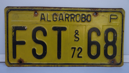 Placa Patente Antigua Chilena , Algarrobo 72