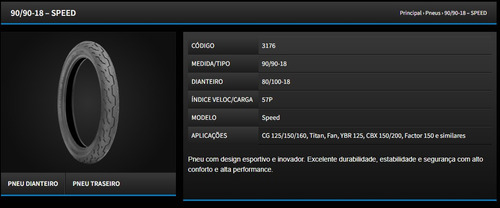 Par Pneu Speed Technic 90/90-18 + 80/100-18 Uso Sem Camara