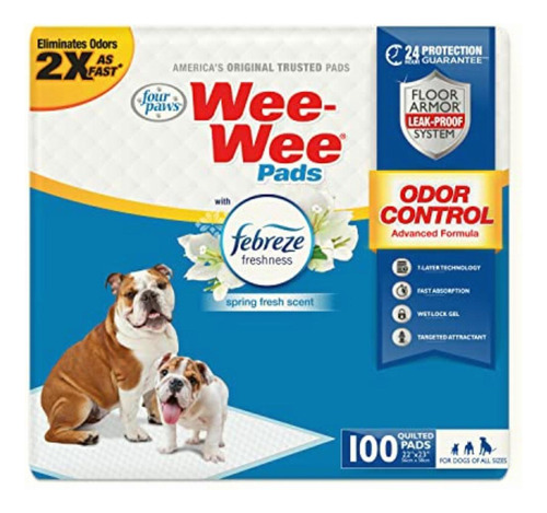 Four Paws Wee-wee Odor Control Pads With Febreze Freshness,