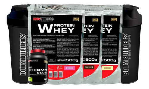 Kit 3 Whey Protein 500g + Thermo Starter Powder 120g Limão