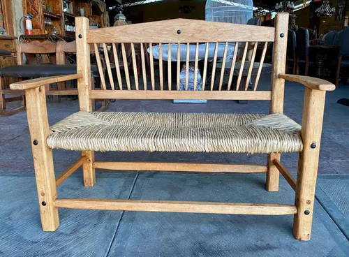 comprar Banca Artesanal De Madera Para 2 Personas. Estilo Antiguo.