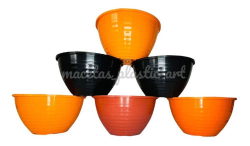 100 Macetas Bowl 18 + Gancho Colgante Colores Plasticas Bols