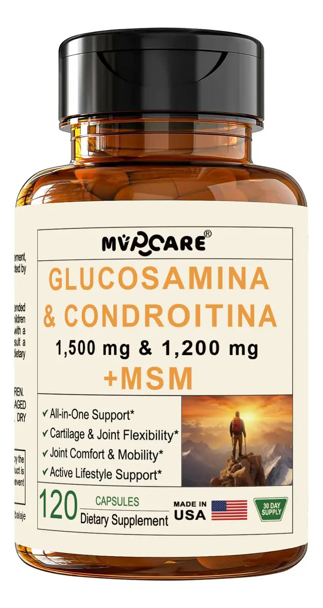 Glucosamina y Condroitina MVPCARE con MSM, Curcumina y Quercetina para Articulaciones y Huesos – 120 Cápsulas