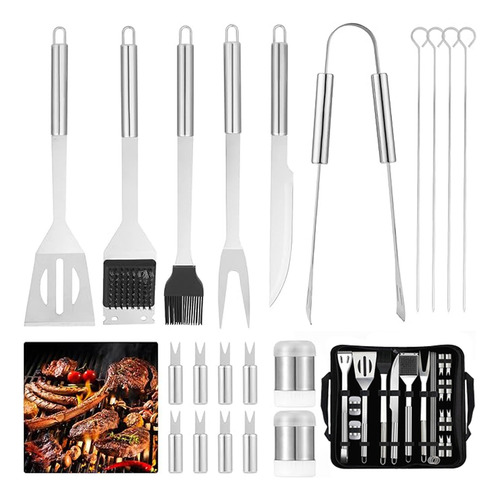 Juego Utensilios De Parrilla Inoxidable  Para Barbacoa 20pcs