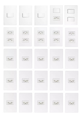 Tomadas E Interruptores (25 Pç) Kit Casa Completa Luxo