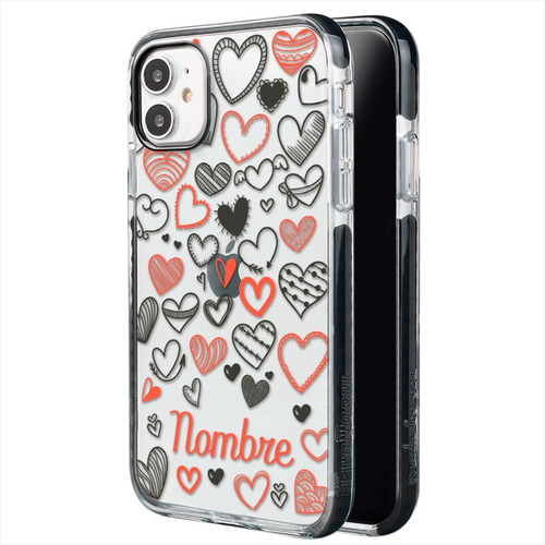 Funda Para iPhone Corazones Personalizada Con Nombre