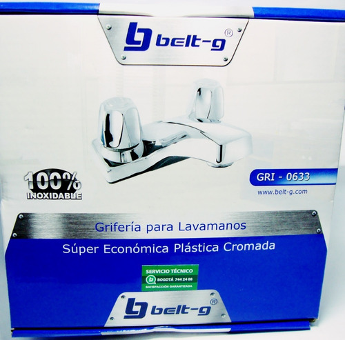 Llave De Lavamanos Doble Plastica Belt-g Gri-0633