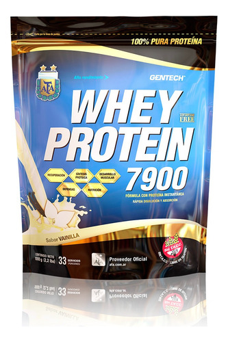 Whey Protein 7900 1 Kg Gentech Suplemento Proteína Sin Tacc 