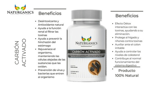 Carbón Activado Vegetal 100% Puro 100 Cápsulas