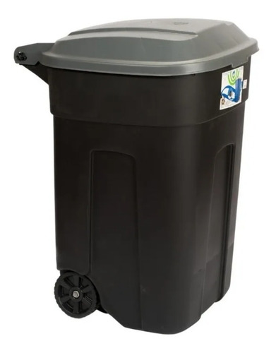 Contenedor 135 Lts Tacho C/tapa Negro/negro Plastic Trends