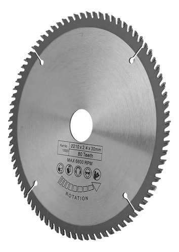 Lâmina De Serra Circular De 210 Mm 80 Dentes Com Diâmetro De