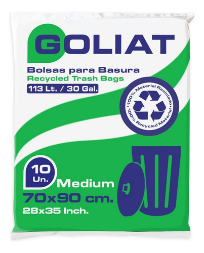 Pack 10 Bolsas De Basura Goliat 70 X 90 28 Mic 10 Unidades