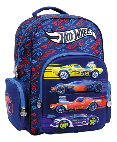 Mochila Espalda 18 Hot Wheels Fast Wabro Color Azul Diseño De La Tela Liso