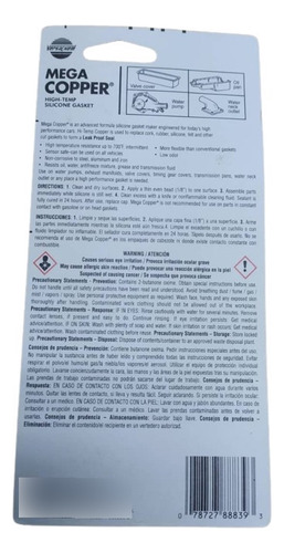 Silicón Alta Temperatura 370°mega Copper Para Escape