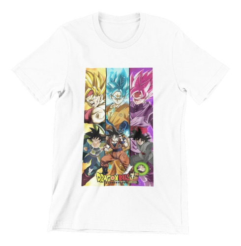 Polera Unisex Dragon Ball Goku Saiyan Vegeta Poster Algodon