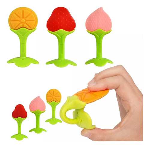 Mordedor De Silicona Rasca Encía Primeros Dientes Bebé Color Naranja