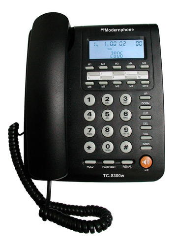 Imagen 1 de 3 de Teléfono Fijo Tc-8300w Modernphone Altavoz Identif. Llamadas