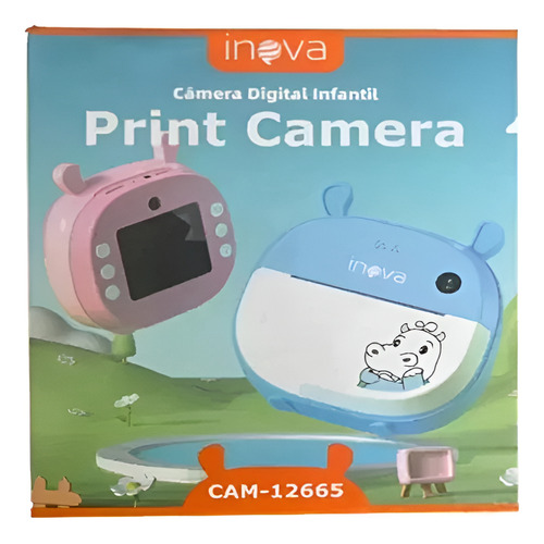 Câmera Print Instantânea De Impressão Para Criança Com Jogos Azul-celeste