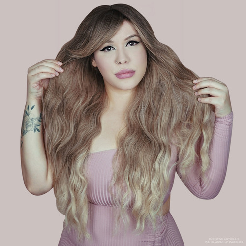 Peruca Loira Comprida Ondulada Lace Wig Realista Fio A Fio