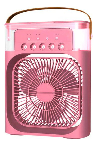 Ventilador portátil con iluminación, humidificador, marco de aire acondicionado, colores rosas, 25 cm de diámetro, frecuencia de 60 aspas, material de plástico, número de aspas 1, 110 V/220 V