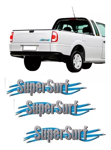 Kit Emblemas Super Surf 2003/2008 Cinza/Azul Saveiro Parati