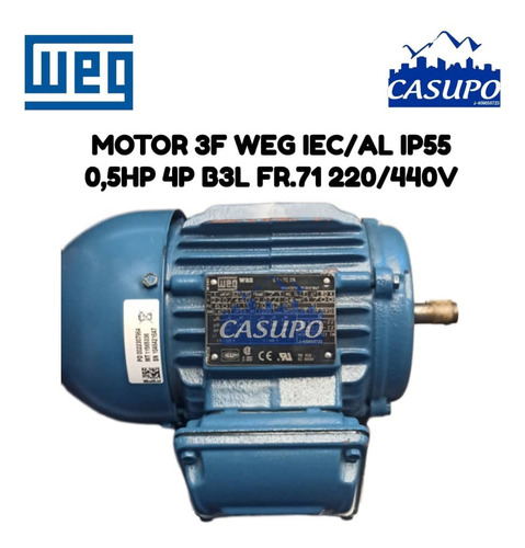 Motor 3f Weg Iec/al Ip55 0,5hp 4p B3l Fr.71 220/440v