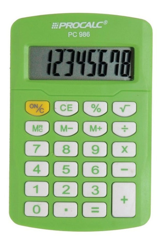 Calculadora Pessoal Procalc Pc986 Gn 8 Dígitos Cor Verde