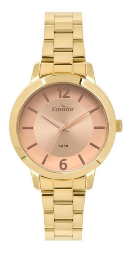 Relógio Condor Kit Feminino Rosê Co2035mvf/k4j Cor da correia Dourado Cor do bisel Dourado Cor do fundo Rosa