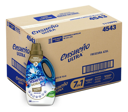 Ensueño Ultra Suavizante Frescura Azul 2.8L Caja con 6pz