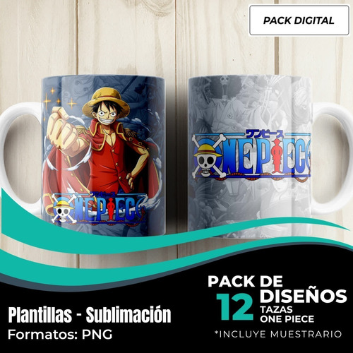 Diseños Plantillas Para Tazas One Piece Anime Sublimación M4