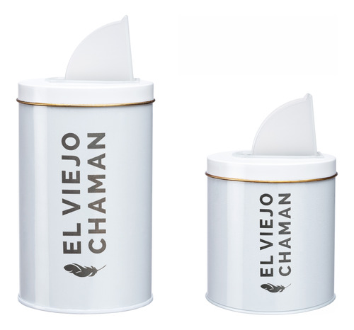 Set De Latas Yerbera Azucarera Esmaltada Blanco Viejo Chaman