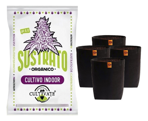 Sustrato Cultivate Indoor 80lt Con Maceta Omg 20lt 4 Unidade