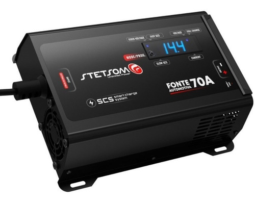 Fonte Automotiva Carregador Stetsom 70a Digital Bivolt Cor P Preto