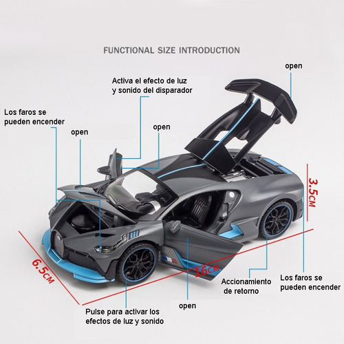 Bugatti Divo Miniatura Metal Autos Con Luces Y Sonido 1:32