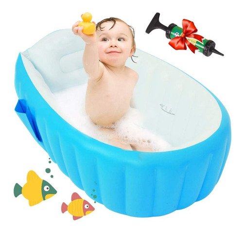 Tina De Baño Inflable + Bomba De Aire Para Bebe Patchwork