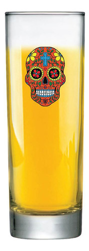 Taça De Cerveja Caveira Mexicana Vermelha Barcelona 300ml Cor Incolor