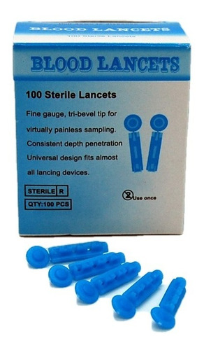 Lancetas Vivachek 100 Und 28g (color Azul)