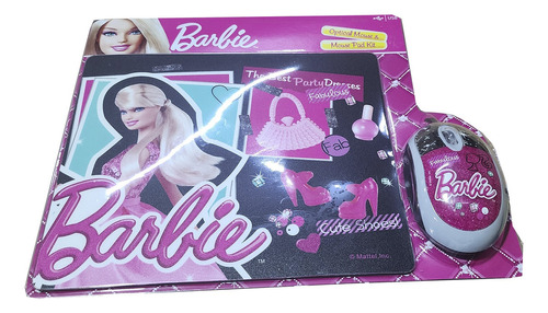 Paquete Barbie Mouse Y Pad Negro/rosa Color Negro