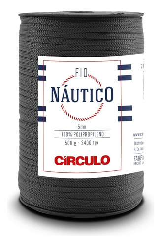 Cordão Fio Náutico 5mm Círculo Polipropileno Crochê Tricô Cor Aço - 8797