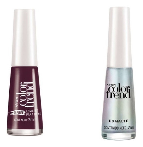 Rojo Vino 5 Free Y Top Coat Brillo Holografico Avon Set X 2